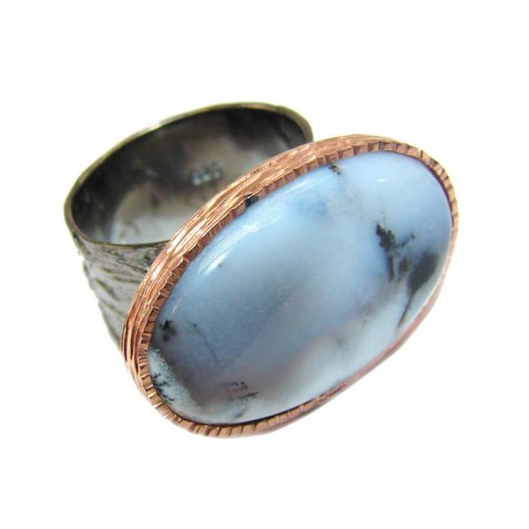 Bountiful Dendritic Agate Solitaire Sterling Silver Ring - Picture 3 of 5